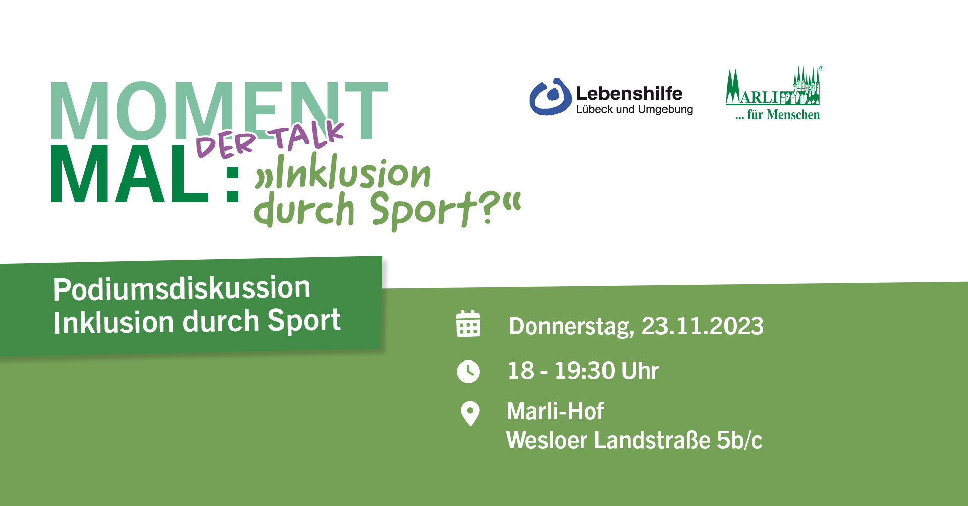 Podiumsdiskussion 23.11. 18 Uhr Inklusion durch Sport