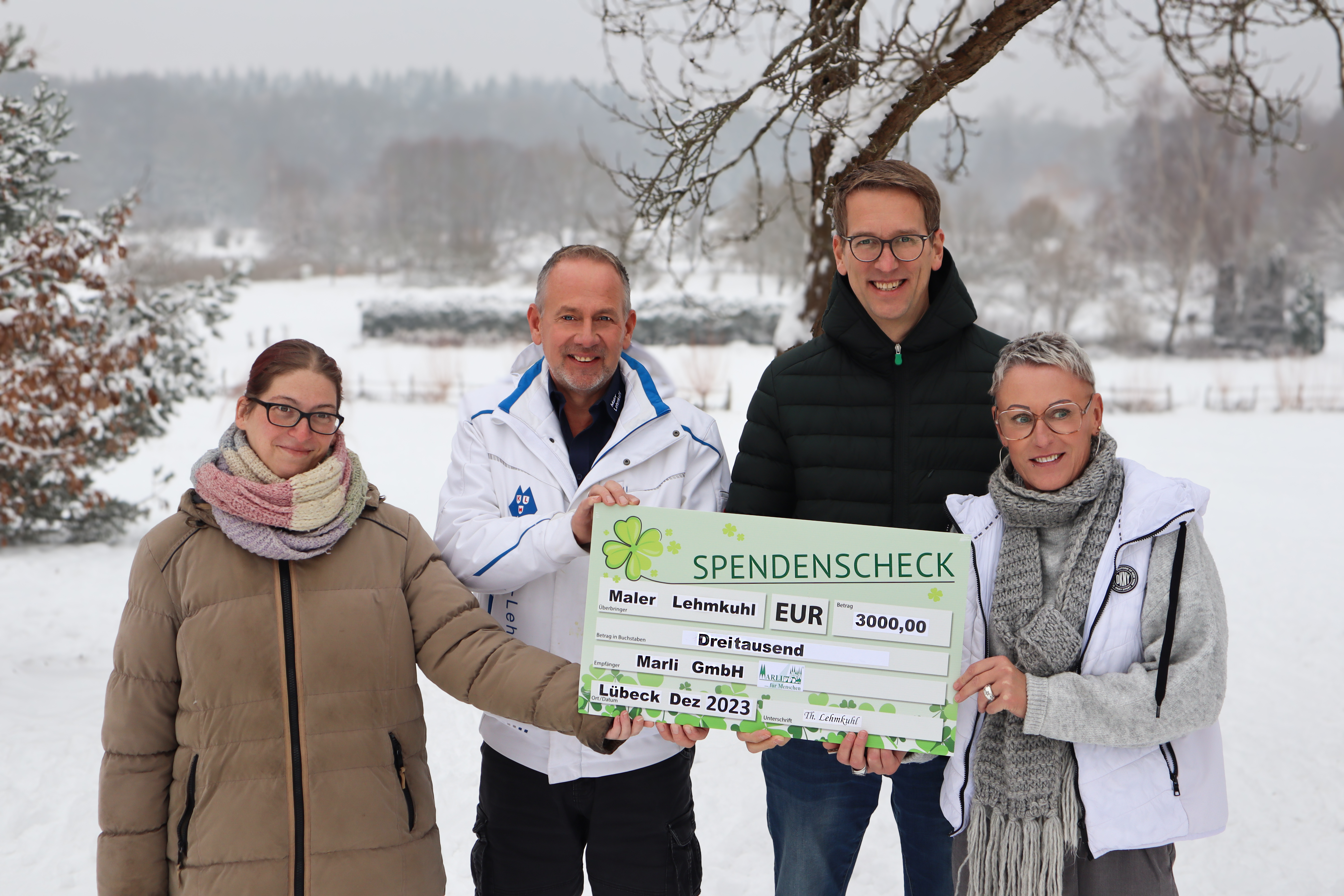 v. l. n. r. Juliane Wulff (Werkstattrat), Thomas Lehmkuhl, Mirco Jacobs (Marli - GmbH Werkstattleiter) und Sandra Spiecker (Marli GmbH - Mitglied der Geschäftsführung)